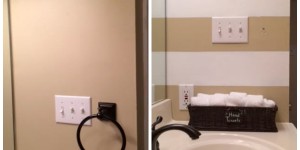 before after stripe bathroom