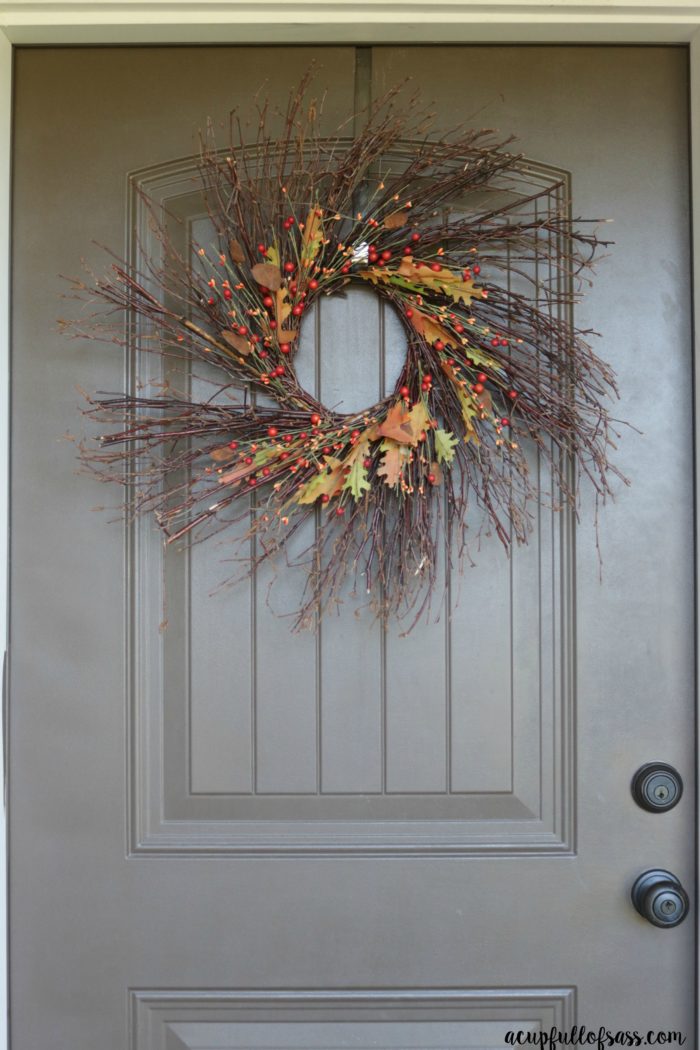 Easy Fall Porch Decor Ideas. Fall Wreath. - A Cup Full of Sass