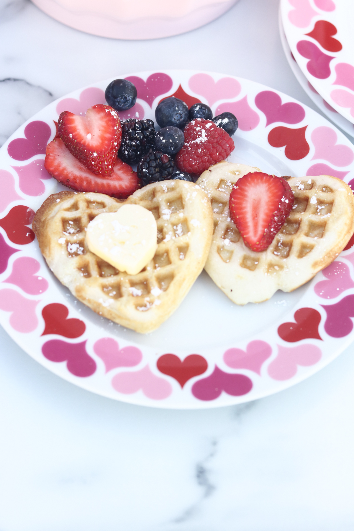 Heart Shaped Waffles for Valentine's Day