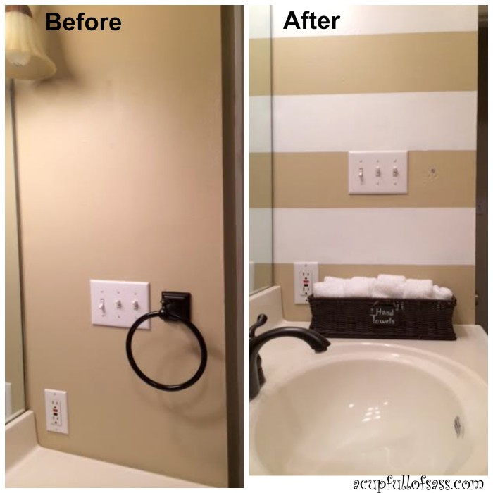 before after stripe bathroom