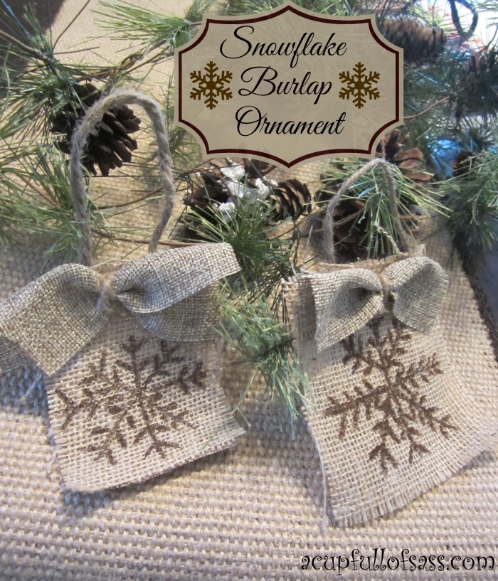 snowflake burlap ornament