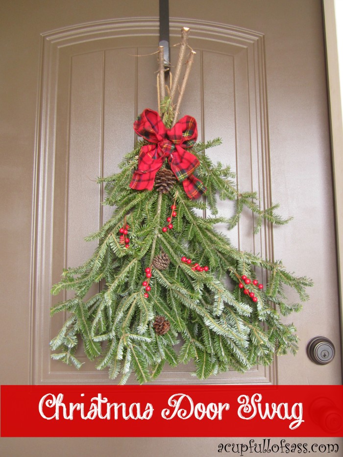 christmas door swag red banner