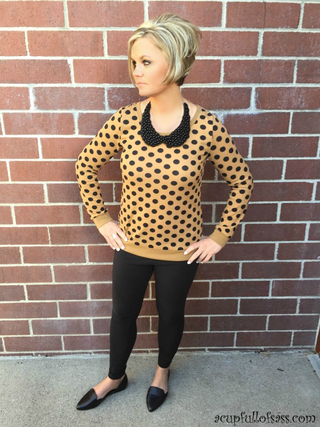 caramel polka dot sweater collar necklace