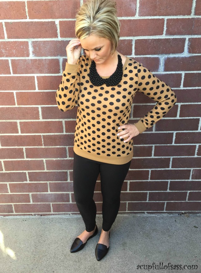 Polka Dot Sweater with collar necklace