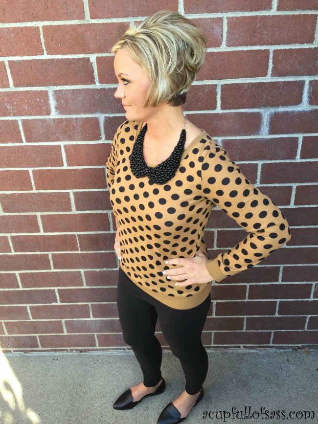polka dot sweater outfit