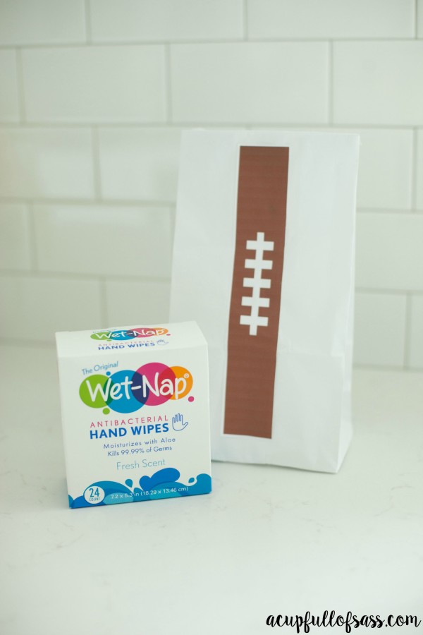 Football treat bags with Wet-Nap