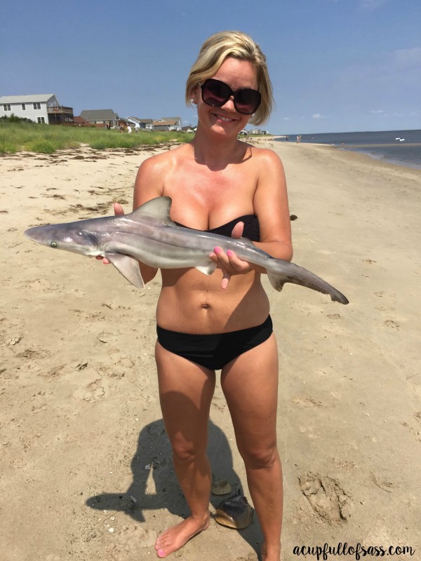 holding baby shark