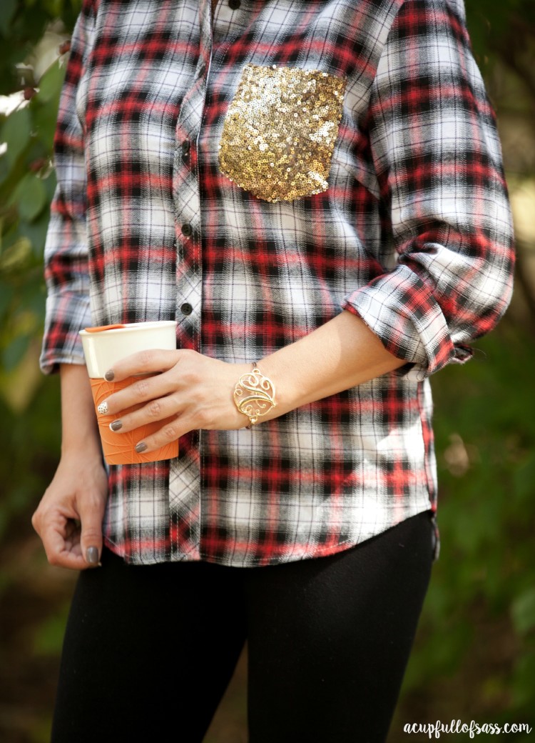 Flannel+sequin+top