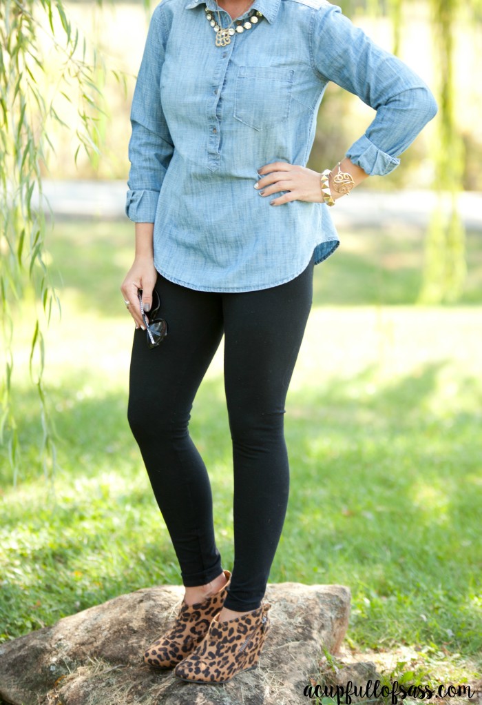 leopard print chambray shirt