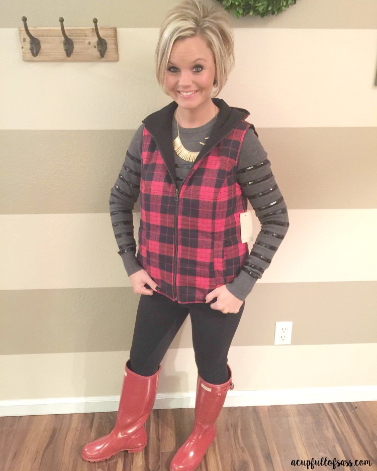 STITCH FIX PIXLEY TYENNA Buffalo Plaid Reversible Vest