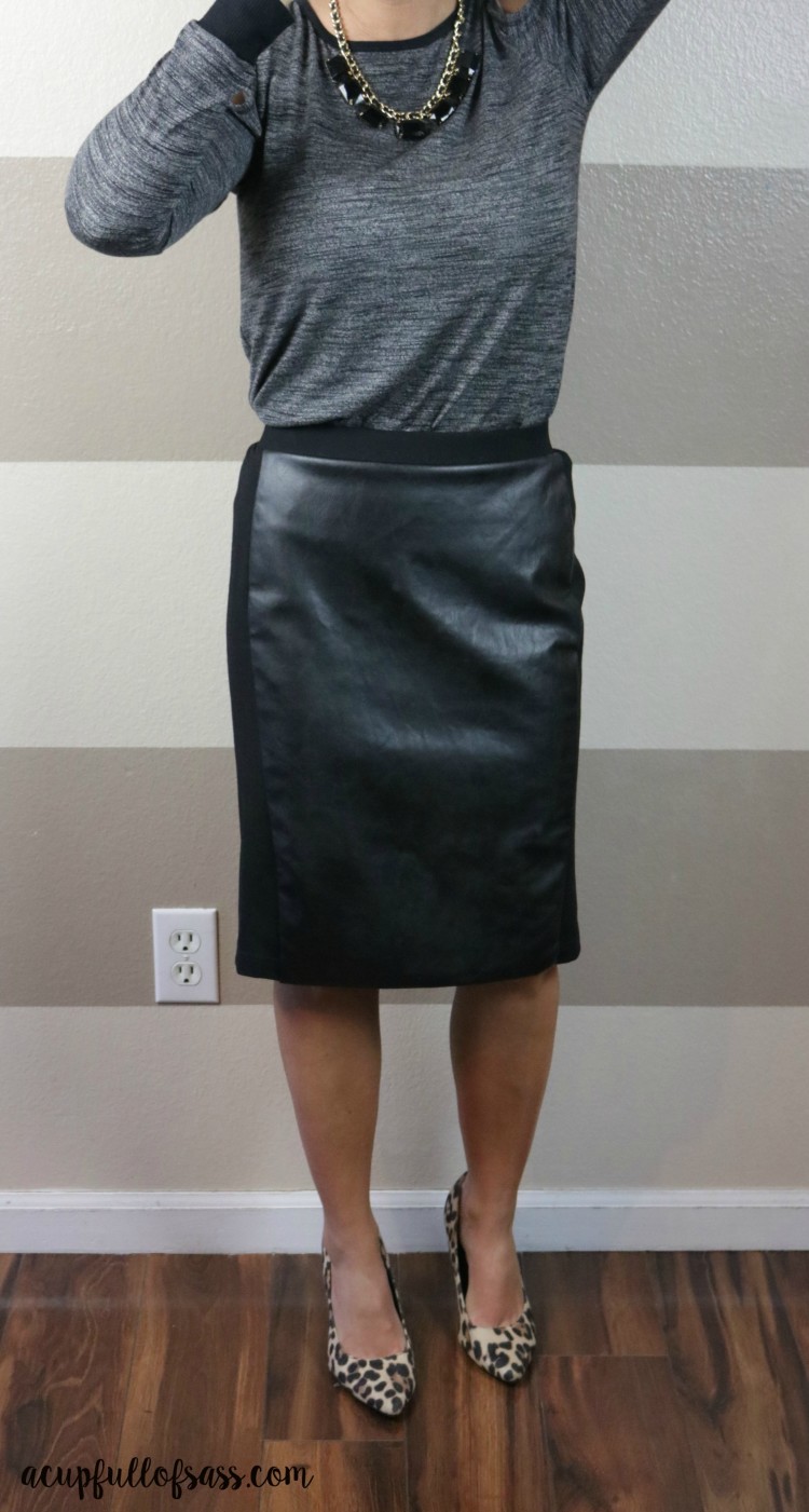 Stitch Fix - 41Hawthorn Massie Faux Leather Panel Prncil Skirt