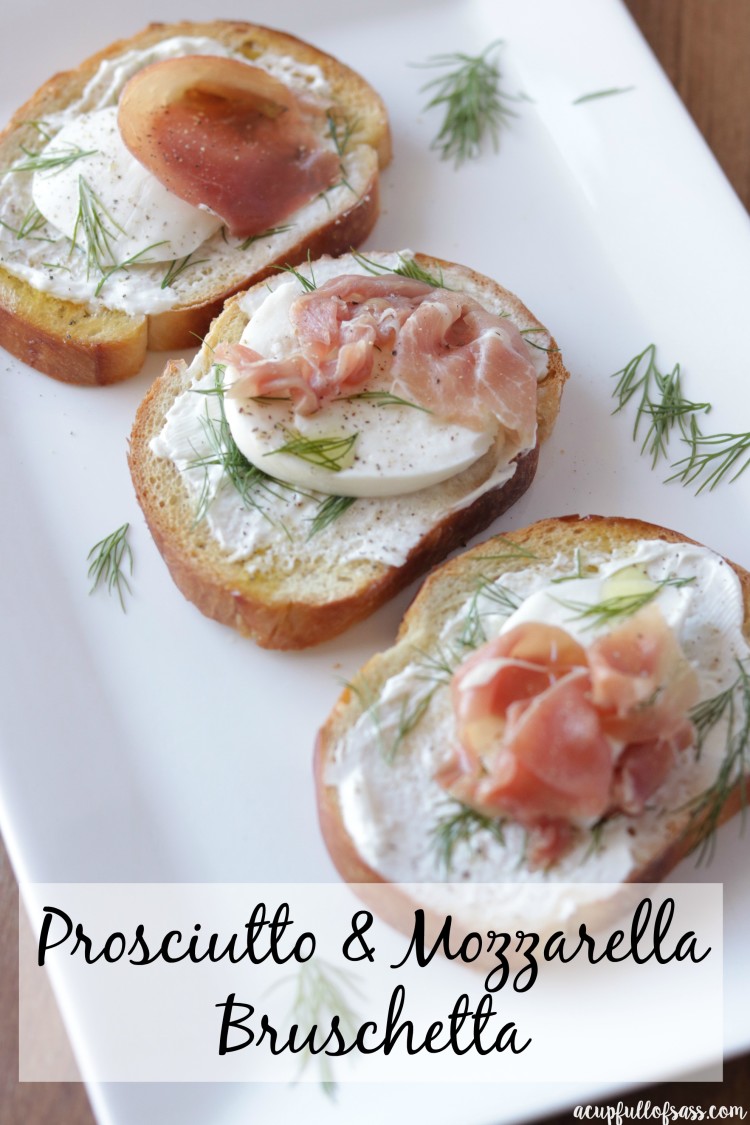 This Prosciutto Bruschetta with fresh Mozzarella makes an easy appetizer.