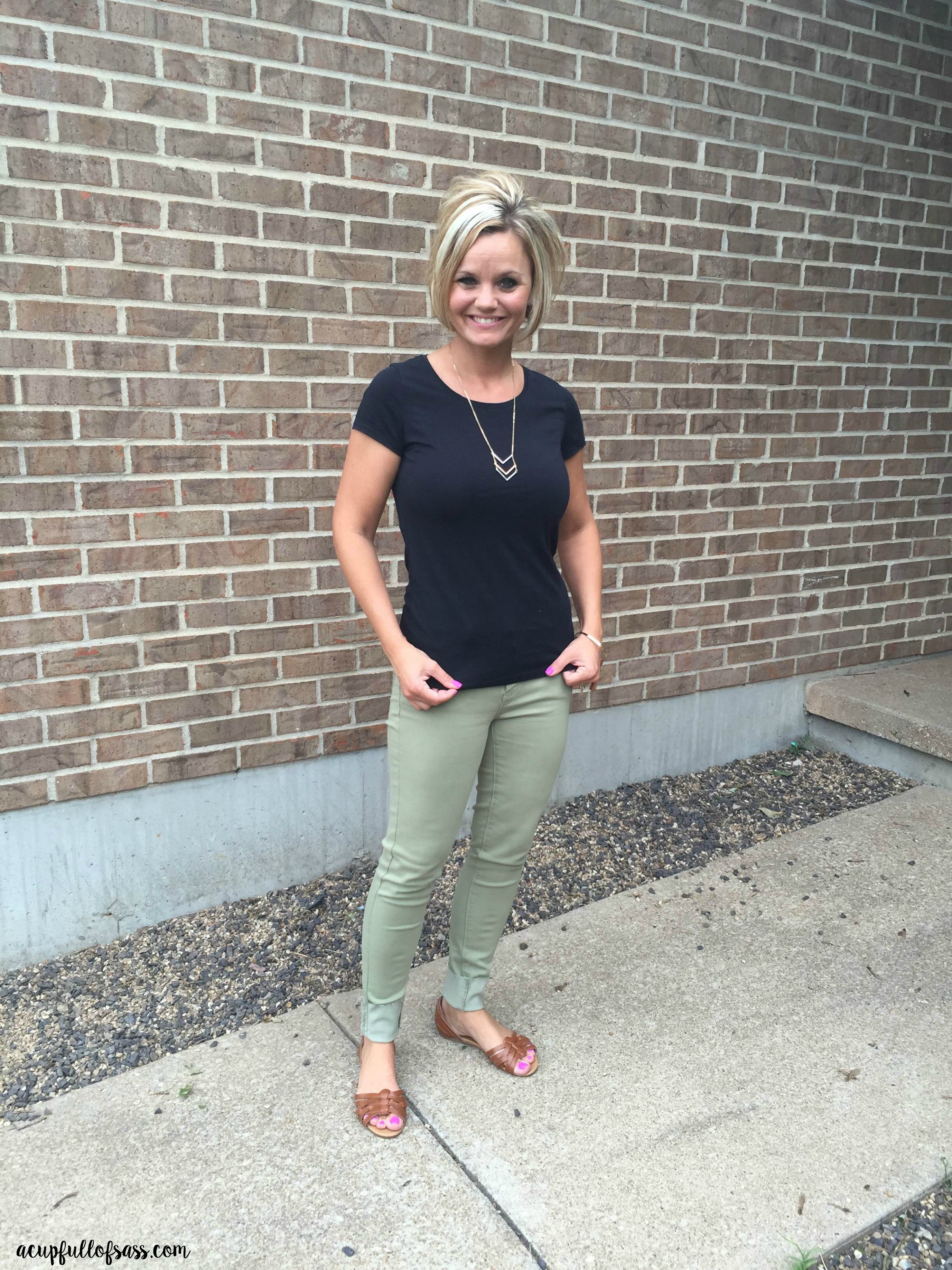 Army Green Skinny Jean Outfit - A Cup Full of Sass
