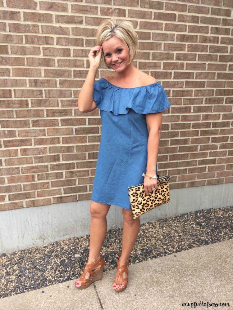 Off the shoulder Chambray Dress