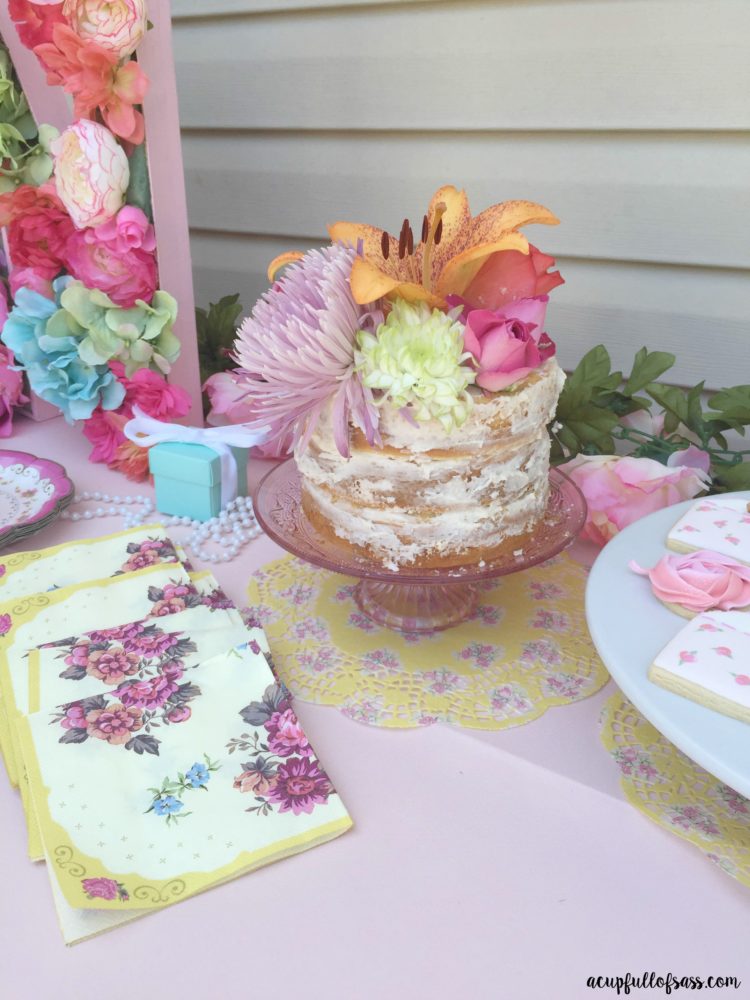 Garden Tea Party Naked Cake