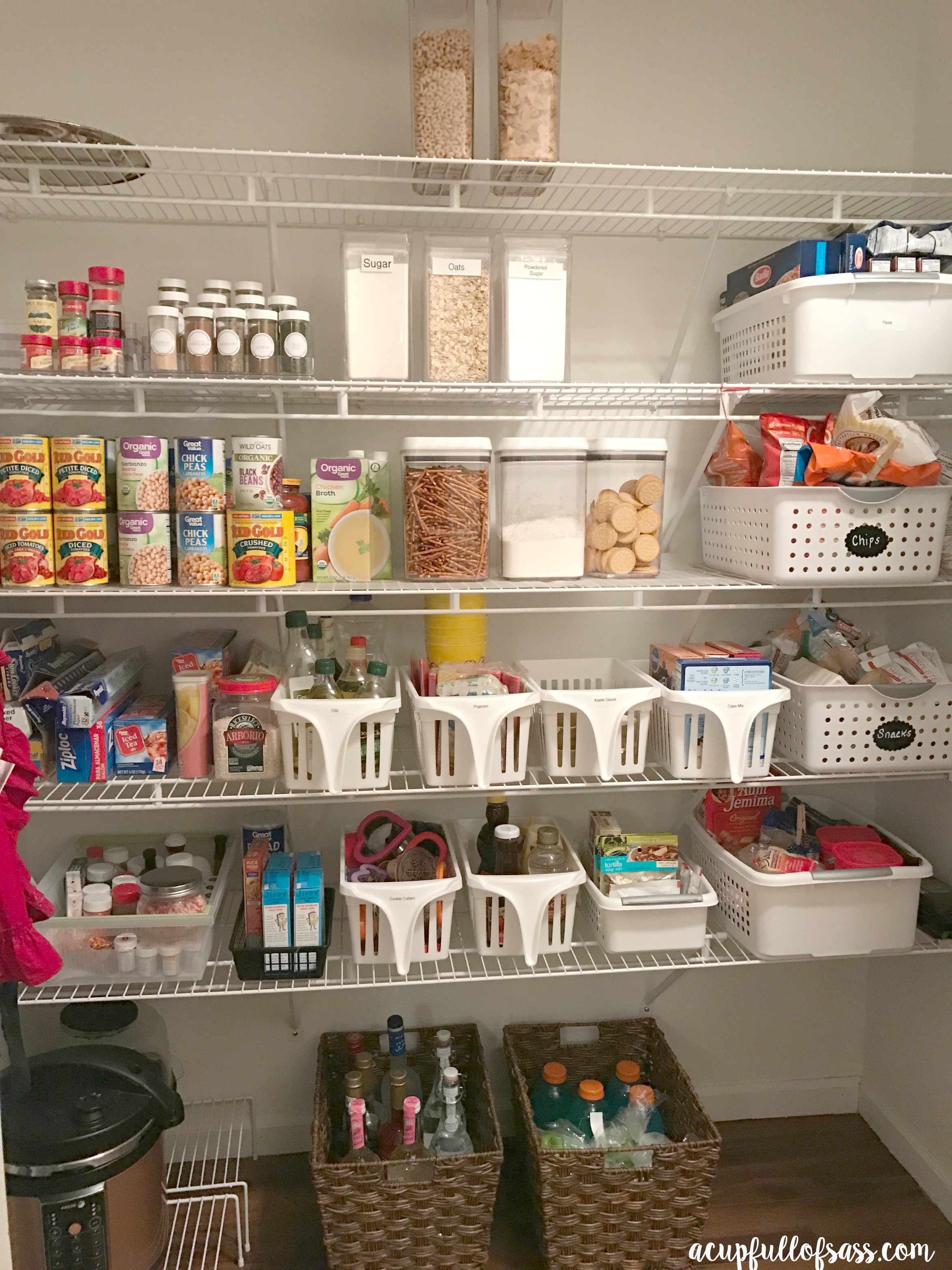 How I organized my pantry with baskets