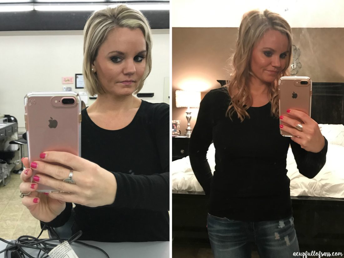 hair extensions in short hair before and after