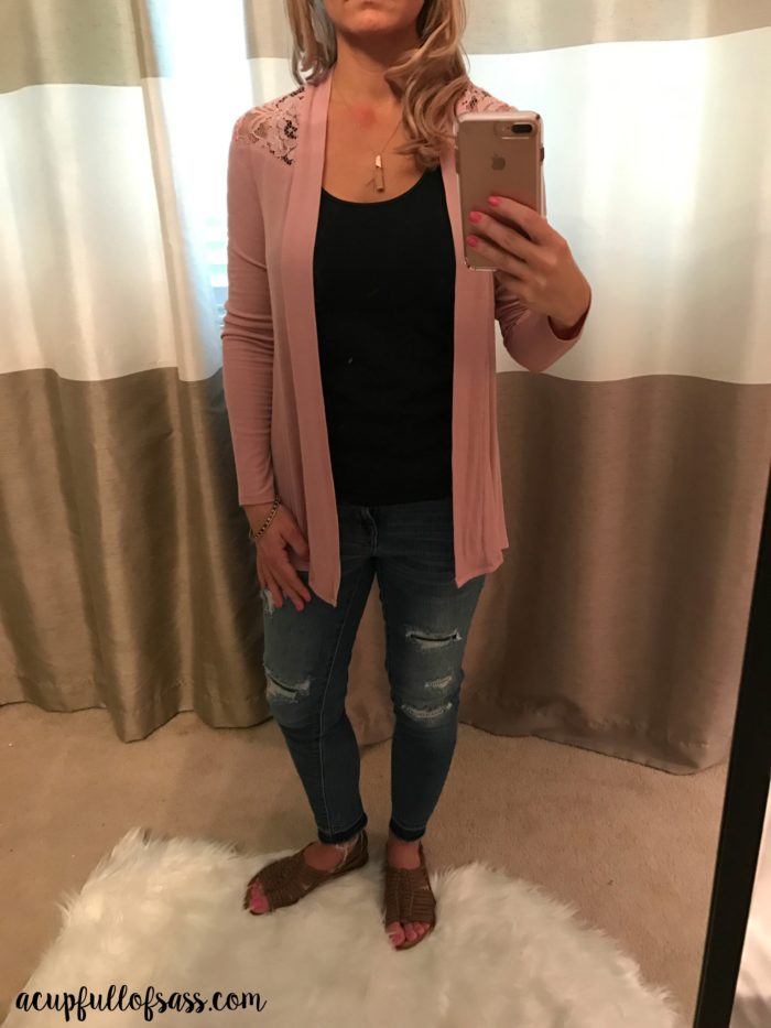 STITCH FIX 41HAWTHORN PINER LACE DETAIL KNIT CARDIGAN - A CUP FULL OF SASS
