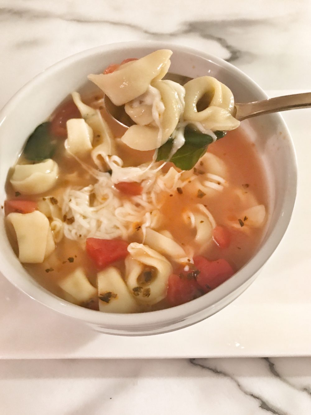 Cheese & Spinach Tortellini Soup