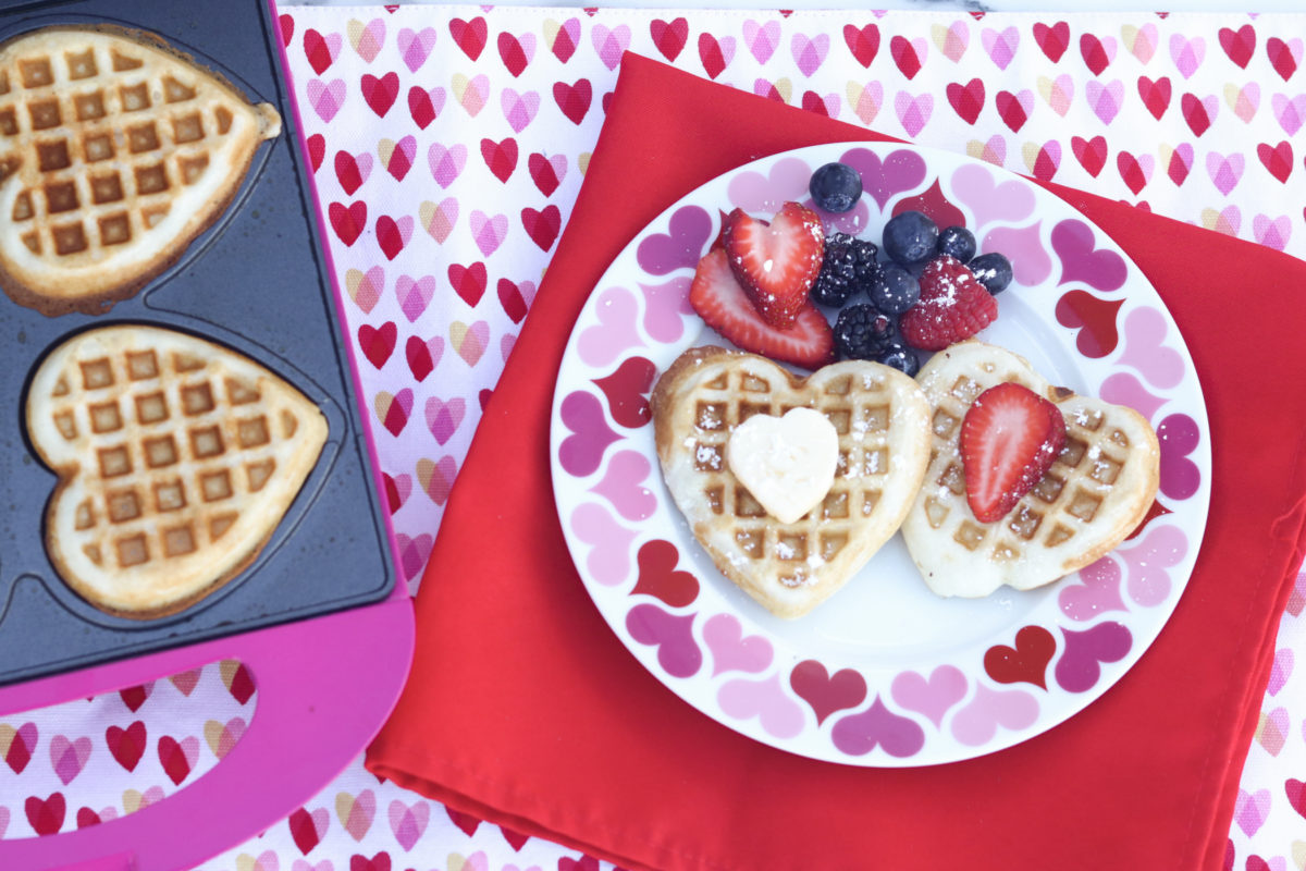 Heart Shaped Waffles for Valentine's Day