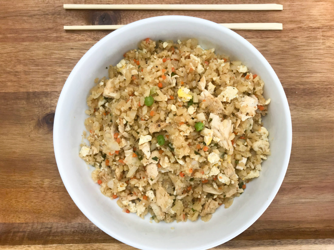 Low Carb Cauliflower Chicken Fried Rice - Paleo, Gluten Free, Whole 30, Faster Way to Fat Loss friendly.