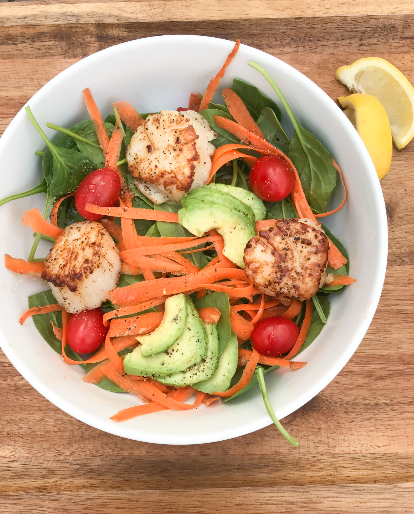 Seared Scallops spinach salad - Low Carb - Paleo- Gluten Free- FWTFL, Keto