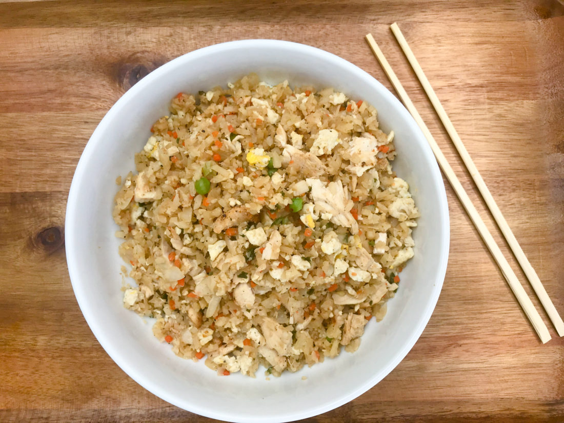 Easy cauliflower chicken fried rice.