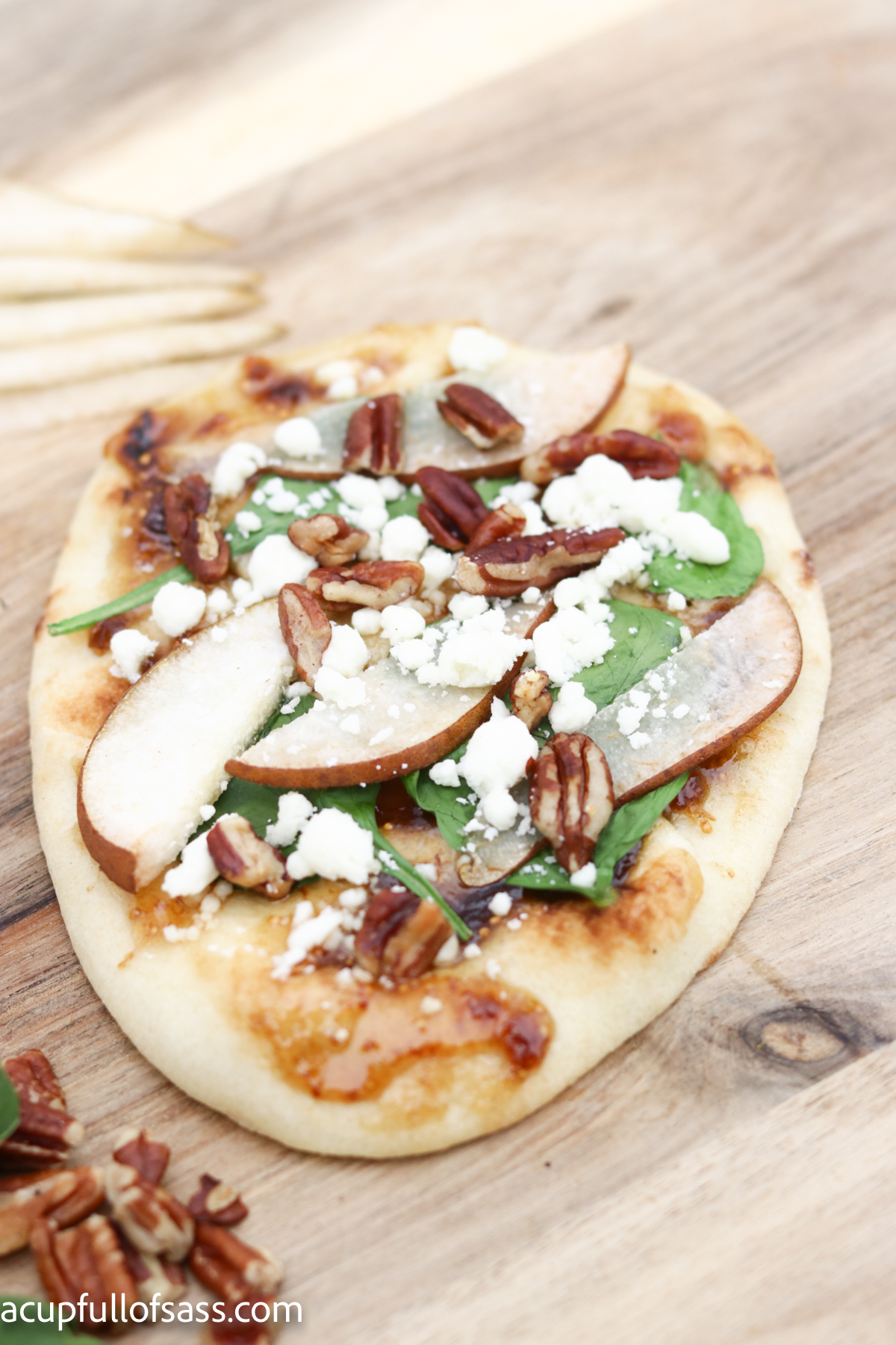 Pear Fig Flatbread. Create a stunning dish for your next dinner party. This is a great Fall recipe.