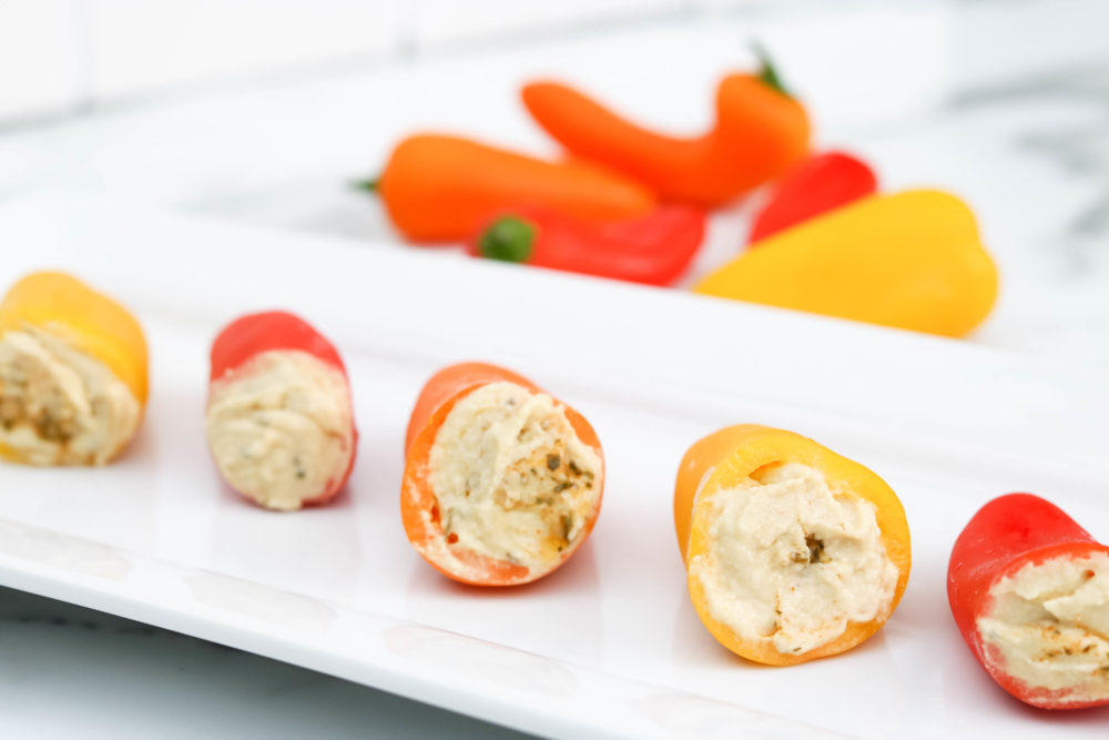 Easy Hummus Stuffed Mini Peppers