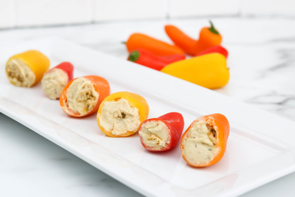 Easy Hummus Stuffed Mini Peppers 