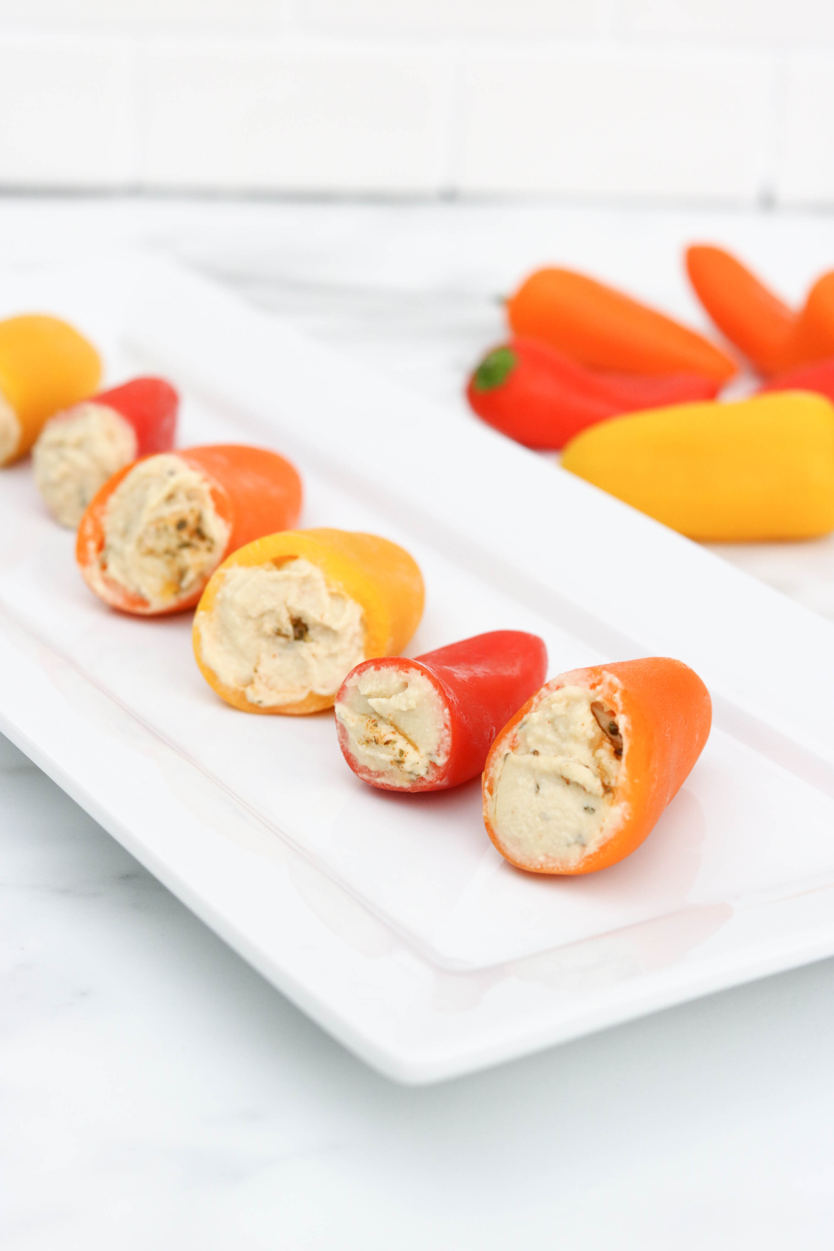 Easy Hummus Stuffed Mini Peppers 