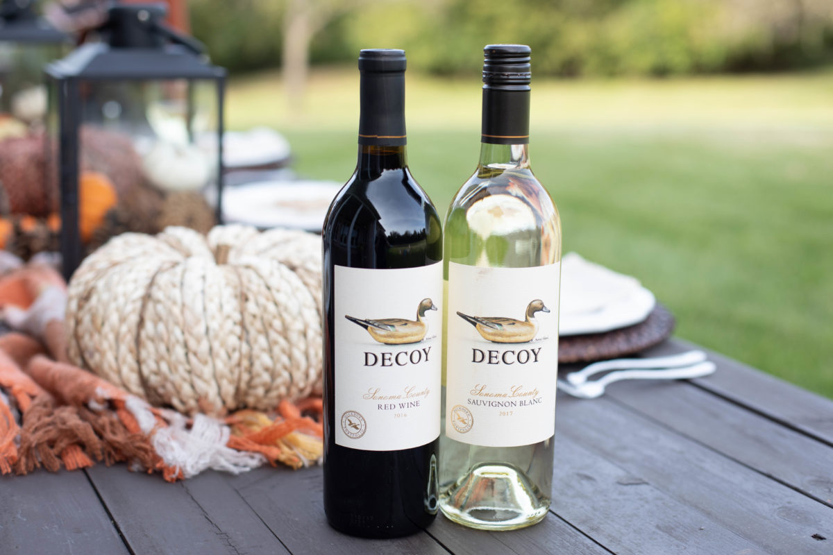 Easy Friendsgiving or Thanksgiving ideas with Decoy WInes. 