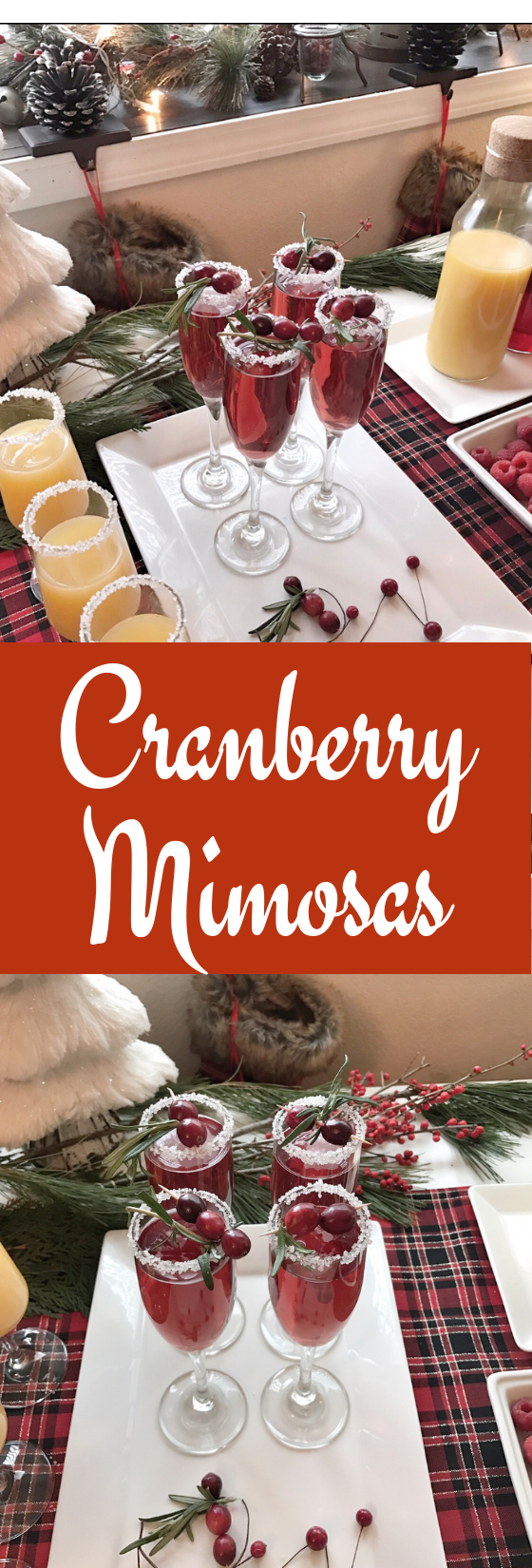 Cranberry Mimosas for Christmas brunch.