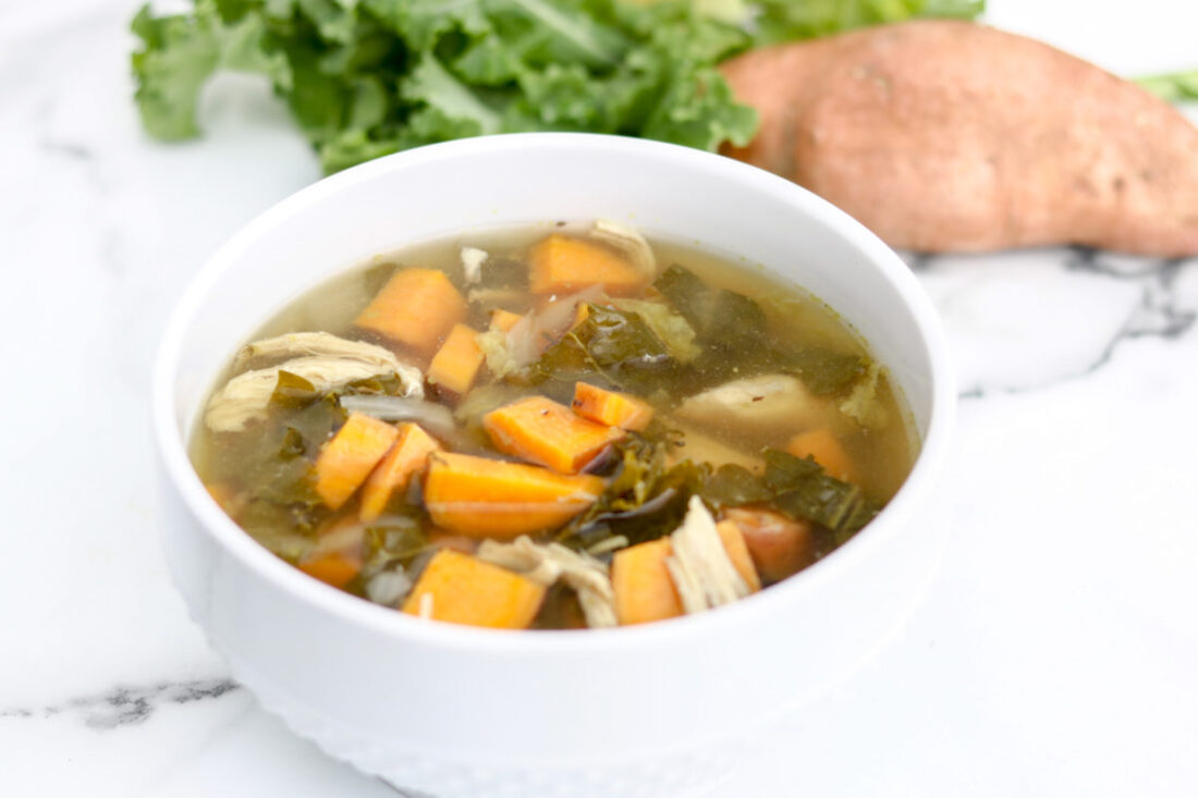 Slow Cooker Chicken Kale Cabbage Sweet Potato Soup - A Cup Full of Sass