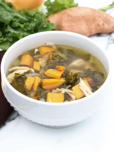 Slow Cooker Chicken Kale Cabbage Sweet Potato Soup