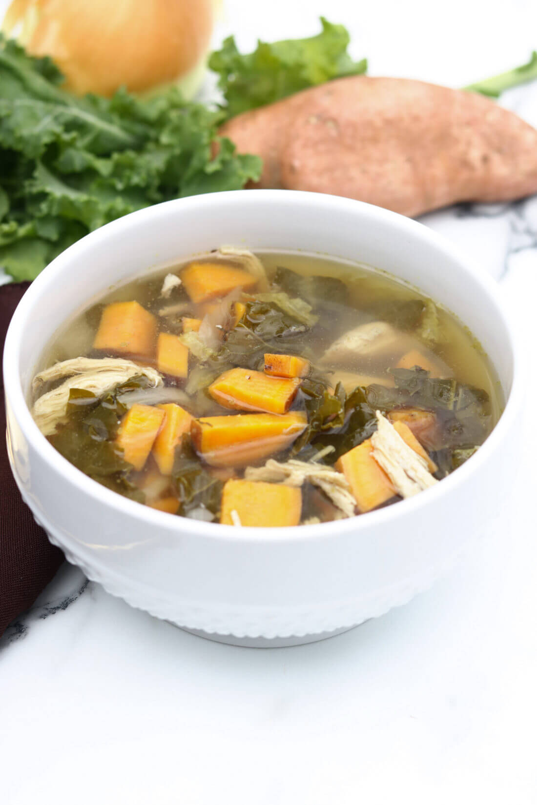 Slow Cooker Chicken Kale Cabbage Sweet Potato Soup