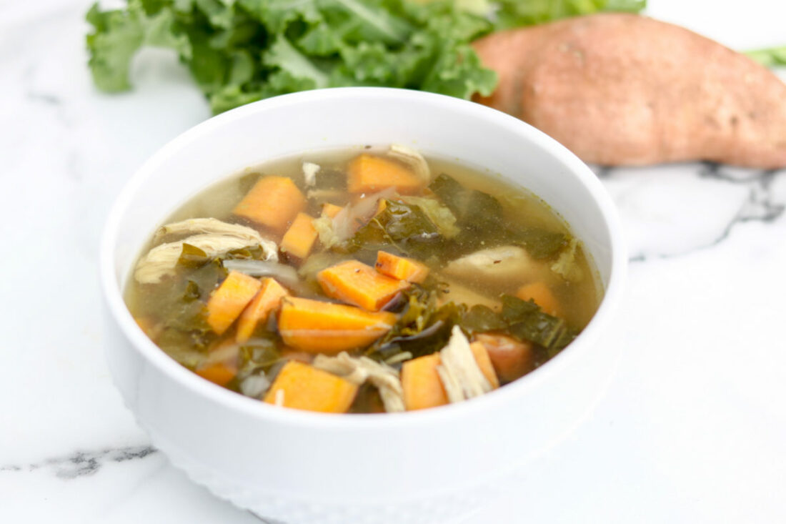 Slow Cooker Chicken Kale Sweet Potato soup