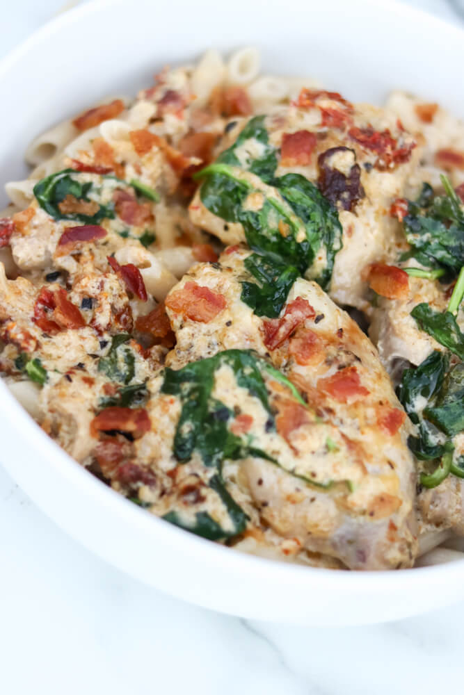 Tuscan Chicken bacon spinach pasta.