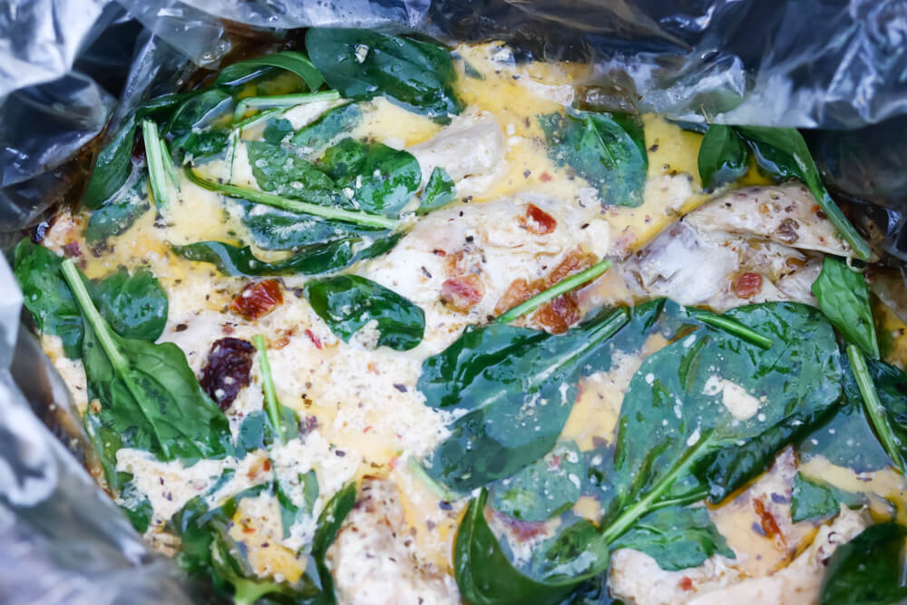 Tuscan Chicken bacon spinach pasta recipe.