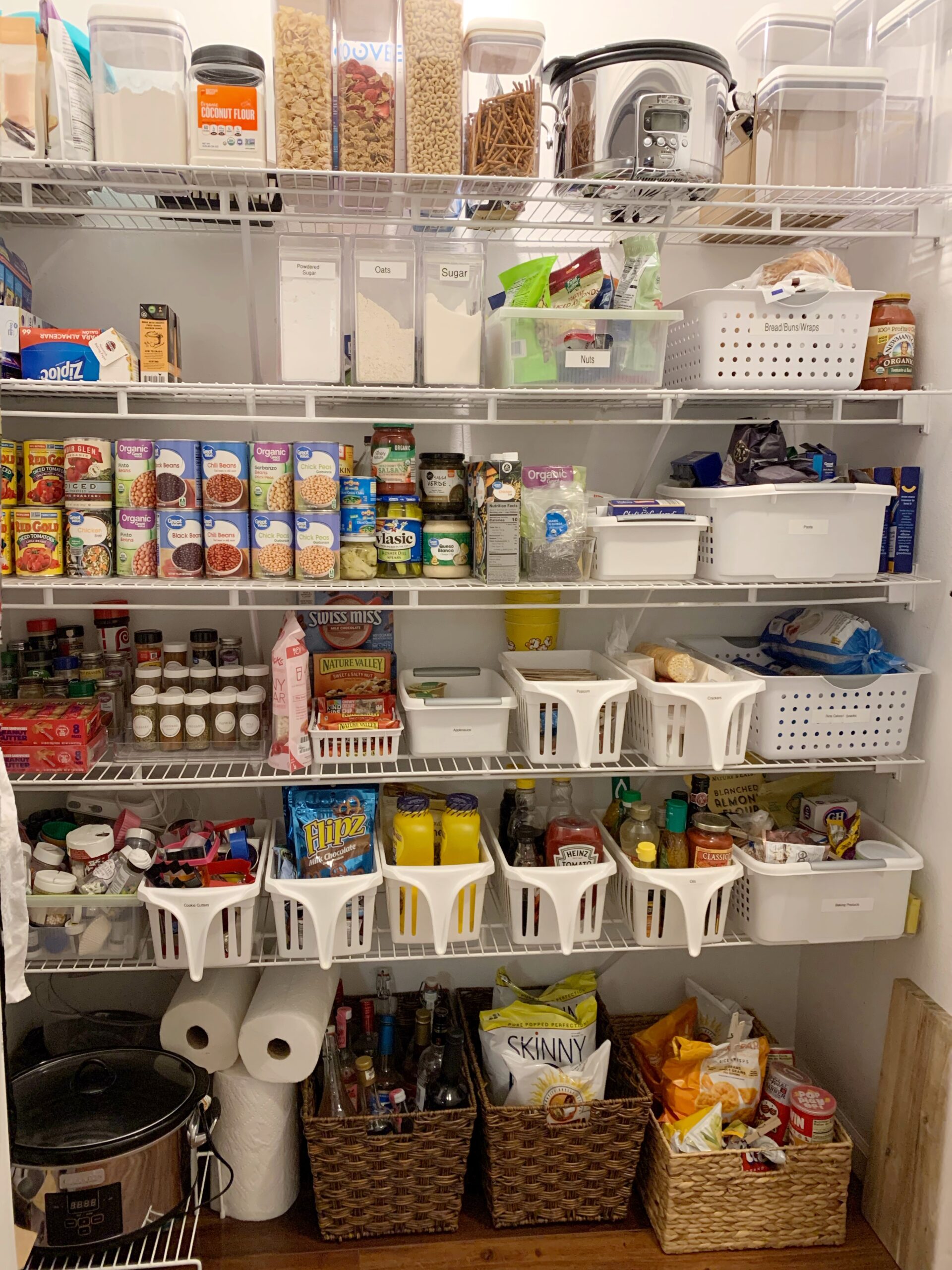 How I organized my pantry with baskets
