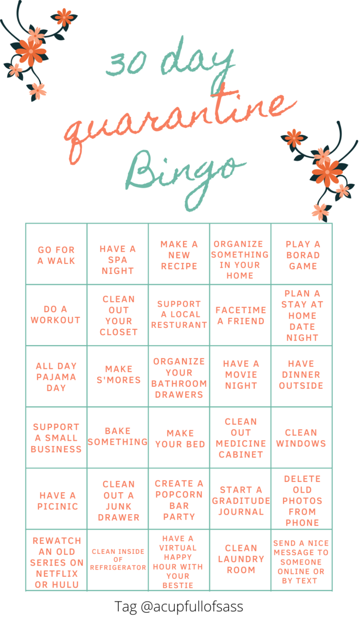 30 Day Quarantine Bingo Challenge
