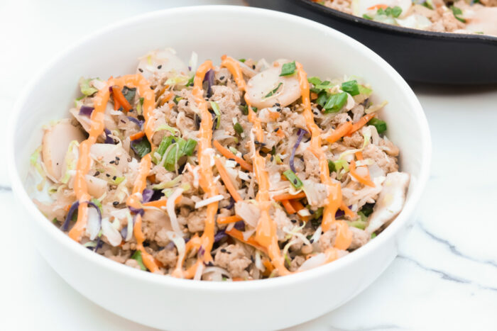 Low carb egg roll in a bowl.
