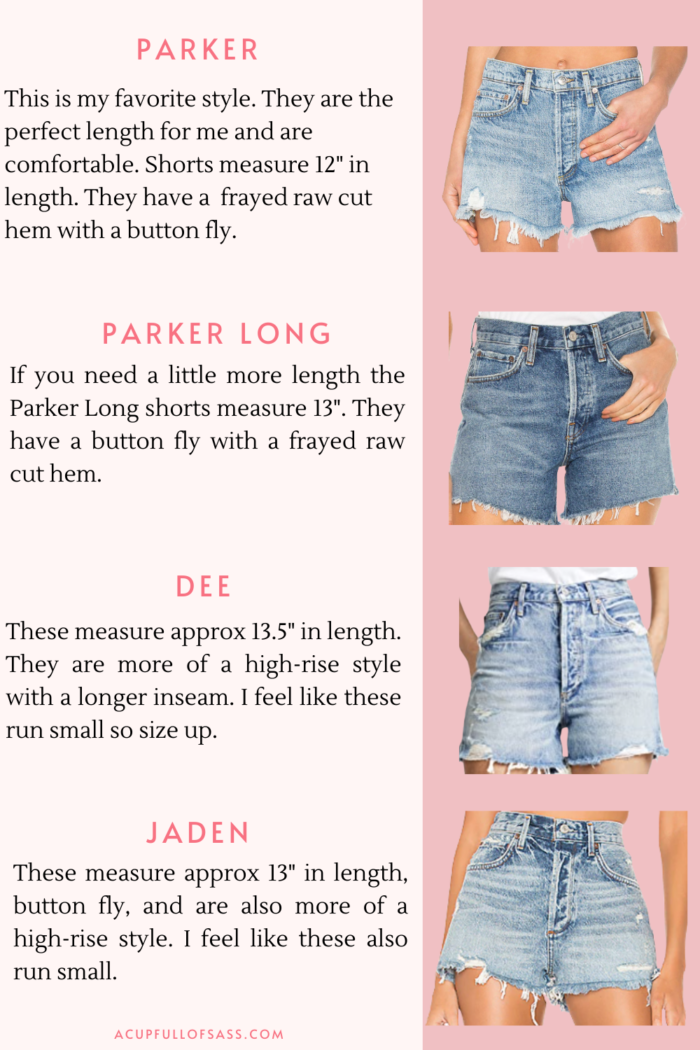 AGOLDE Denim Shorts Styles and Review Chart