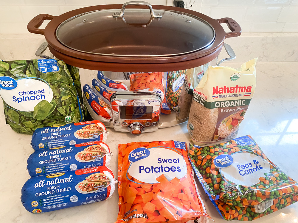 Homemade Dog Food in the Crockpot. Ground turkey, vegetables and rice.