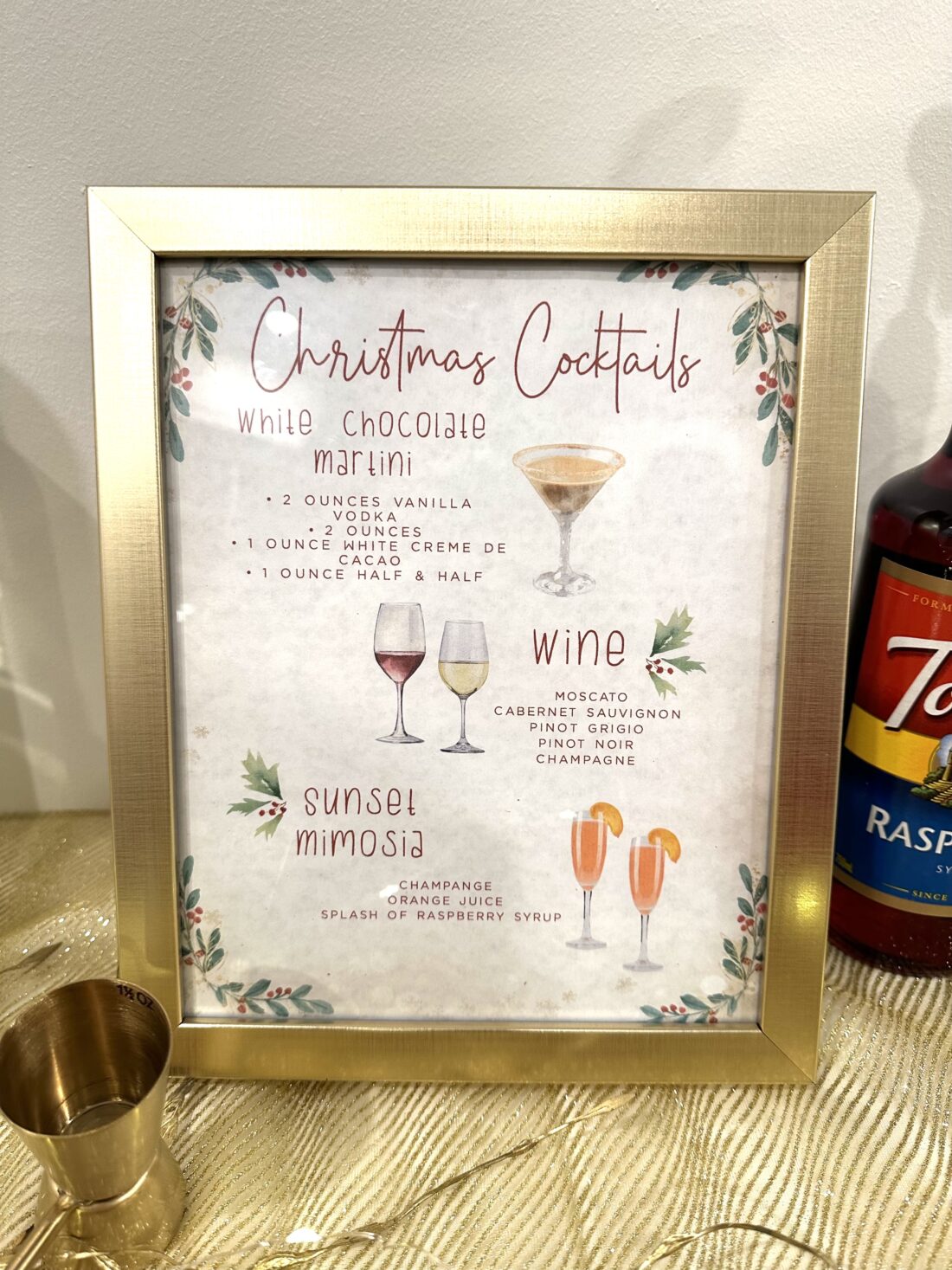 Holiday Drink menu for party